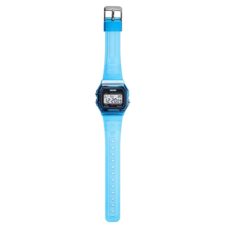 SKMEI 2056 Fashion Square Wrist Watch TPU Strap EL Backlight Electronic Watch