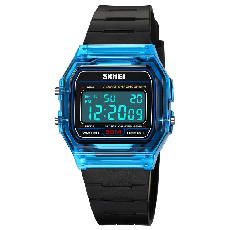 SKMEI 2056 Fashion Square Wrist Watch TPU Strap EL Backlight Electronic Watch