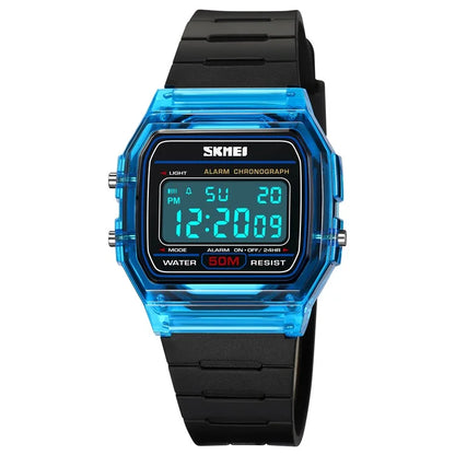 SKMEI 2056 Fashion Square Wrist Watch TPU Strap EL Backlight Electronic Watch