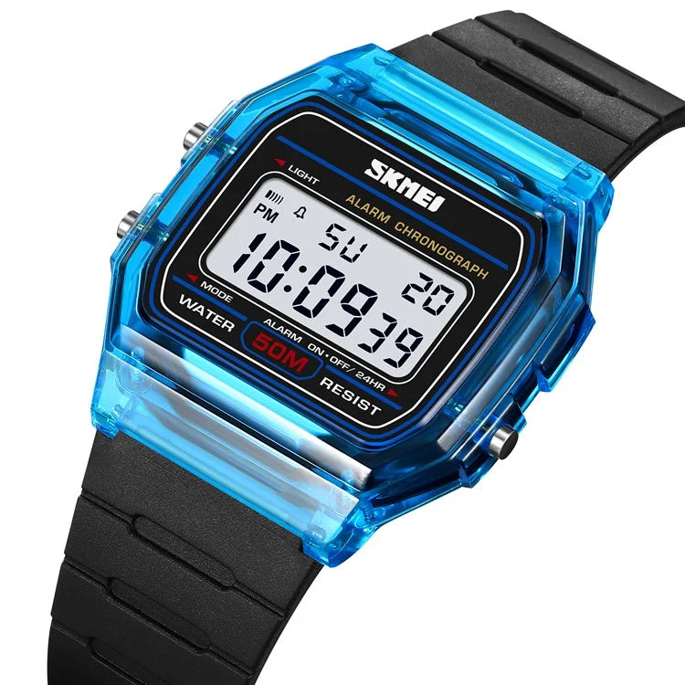 SKMEI 2056 Fashion Square Wrist Watch TPU Strap EL Backlight Electronic Watch