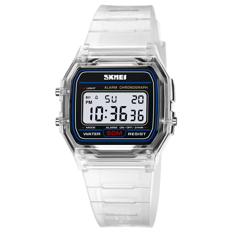 SKMEI 2056 Fashion Square Wrist Watch TPU Strap EL Backlight Electronic Watch
