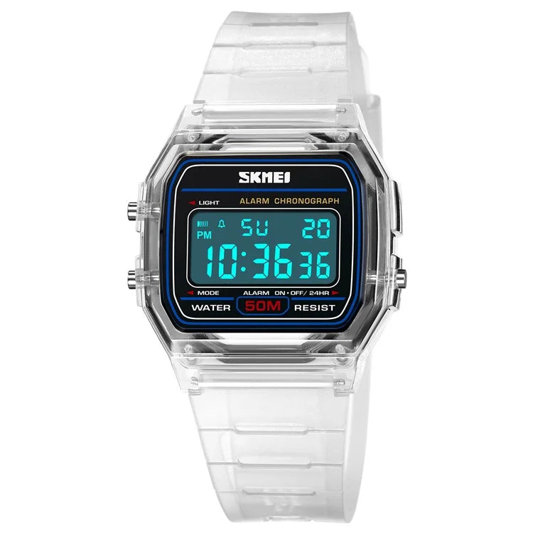 SKMEI 2056 Fashion Square Wrist Watch TPU Strap EL Backlight Electronic Watch