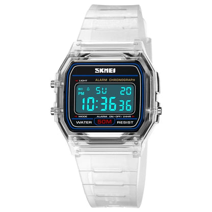 SKMEI 2056 Fashion Square Wrist Watch TPU Strap EL Backlight Electronic Watch