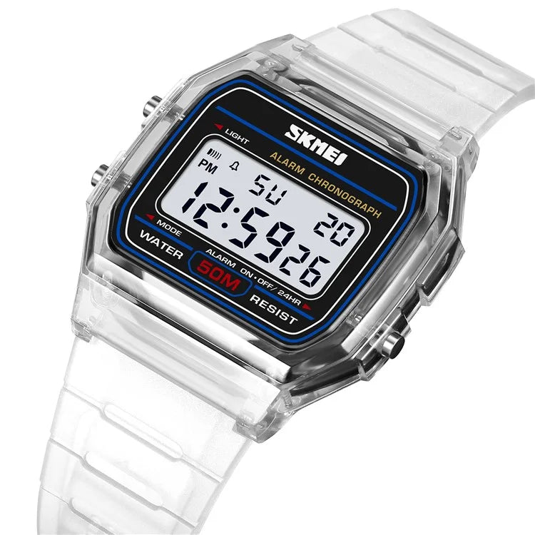 SKMEI 2056 Fashion Square Wrist Watch TPU Strap EL Backlight Electronic Watch