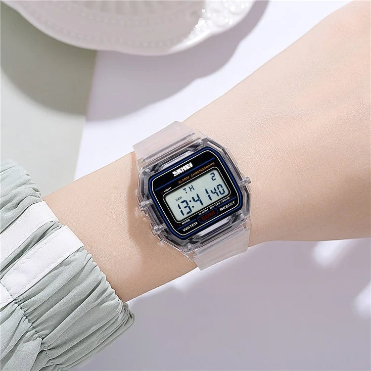 SKMEI 2056 Fashion Square Wrist Watch TPU Strap EL Backlight Electronic Watch