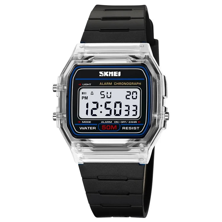 SKMEI 2056 Fashion Square Wrist Watch TPU Strap EL Backlight Electronic Watch