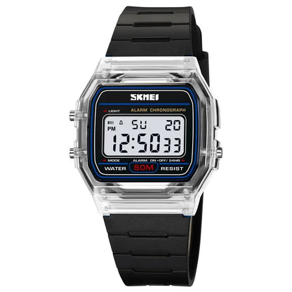 SKMEI 2056 Fashion Square Wrist Watch TPU Strap EL Backlight Electronic Watch