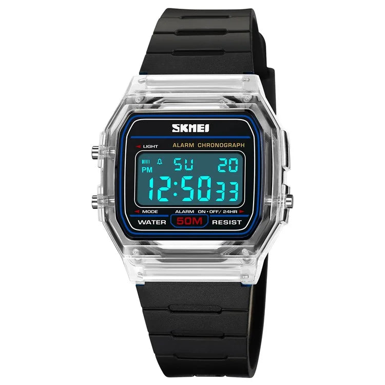 SKMEI 2056 Fashion Square Wrist Watch TPU Strap EL Backlight Electronic Watch