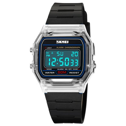 SKMEI 2056 Fashion Square Wrist Watch TPU Strap EL Backlight Electronic Watch
