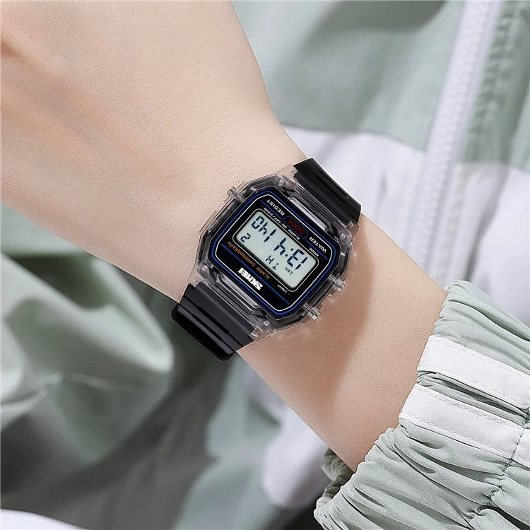 SKMEI 2056 Fashion Square Wrist Watch TPU Strap EL Backlight Electronic Watch