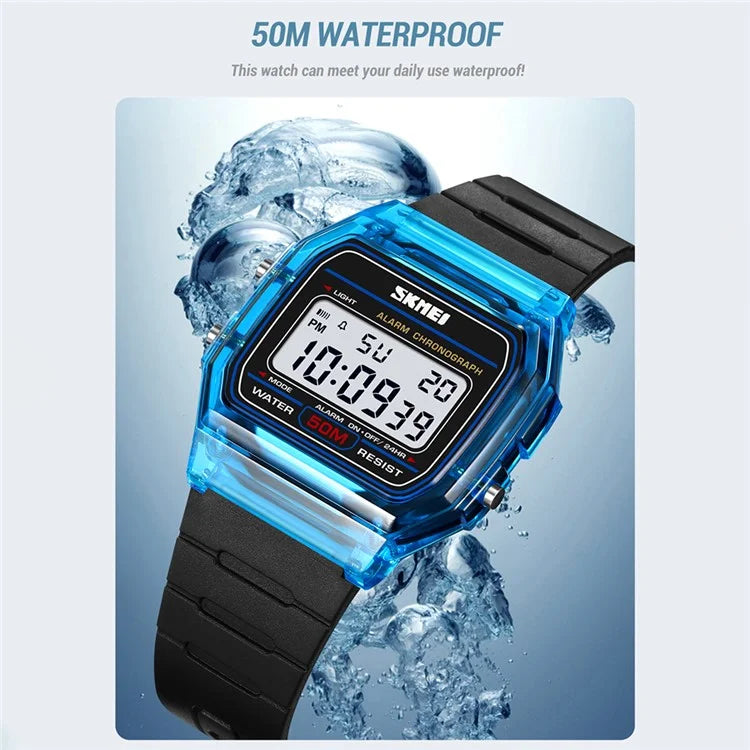 SKMEI 2056 Fashion Square Wrist Watch TPU Strap EL Backlight Electronic Watch