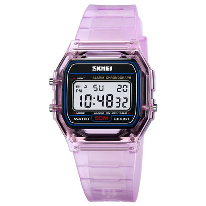 SKMEI 2056 Fashion Square Wrist Watch TPU Strap EL Backlight Electronic Watch