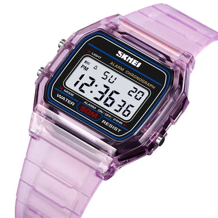 SKMEI 2056 Fashion Square Wrist Watch TPU Strap EL Backlight Electronic Watch