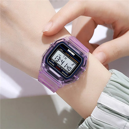 SKMEI 2056 Fashion Square Wrist Watch TPU Strap EL Backlight Electronic Watch
