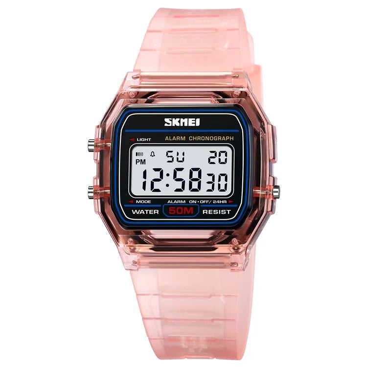 SKMEI 2056 Fashion Square Wrist Watch TPU Strap EL Backlight Electronic Watch