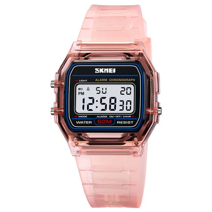 SKMEI 2056 Fashion Square Wrist Watch TPU Strap EL Backlight Electronic Watch
