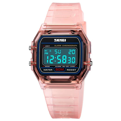 SKMEI 2056 Fashion Square Wrist Watch TPU Strap EL Backlight Electronic Watch