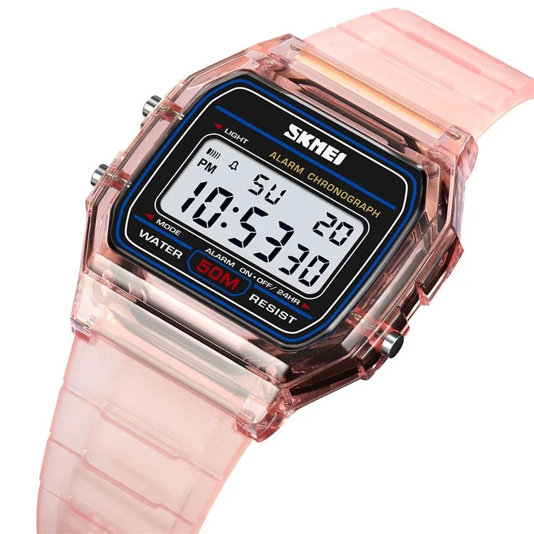 SKMEI 2056 Fashion Square Wrist Watch TPU Strap EL Backlight Electronic Watch