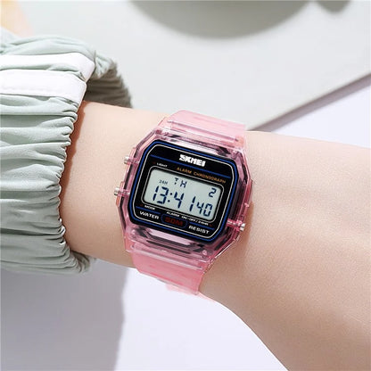 SKMEI 2056 Fashion Square Wrist Watch TPU Strap EL Backlight Electronic Watch