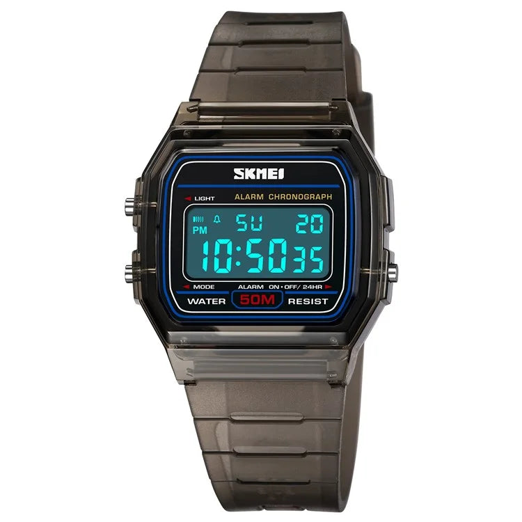 SKMEI 2056 Fashion Square Wrist Watch TPU Strap EL Backlight Electronic Watch