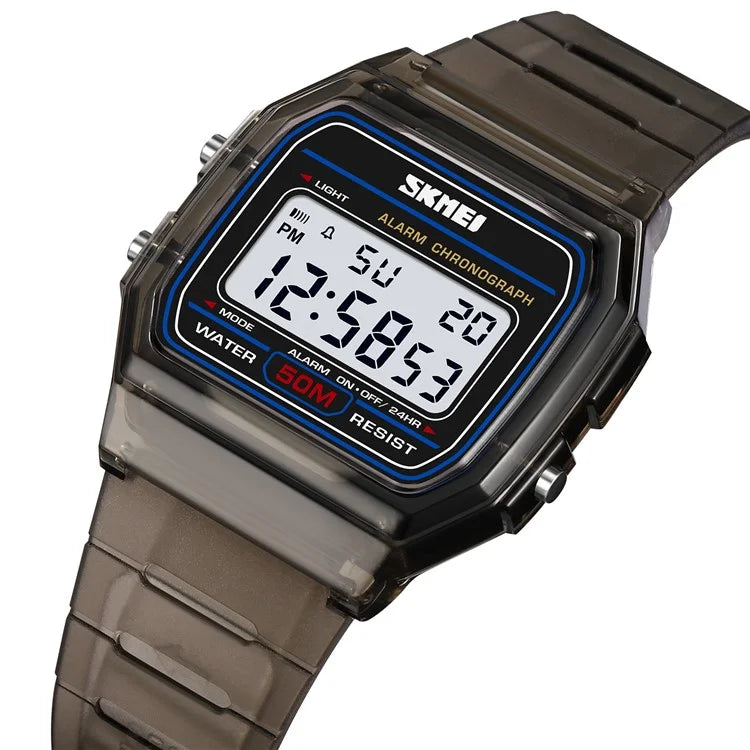 SKMEI 2056 Fashion Square Wrist Watch TPU Strap EL Backlight Electronic Watch