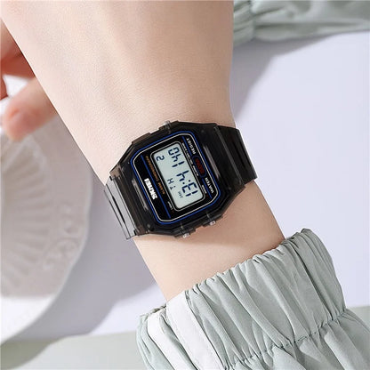 SKMEI 2056 Fashion Square Wrist Watch TPU Strap EL Backlight Electronic Watch