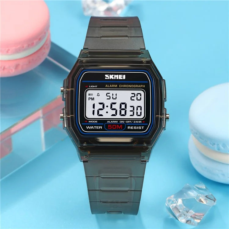 SKMEI 2056 Fashion Square Wrist Watch TPU Strap EL Backlight Electronic Watch