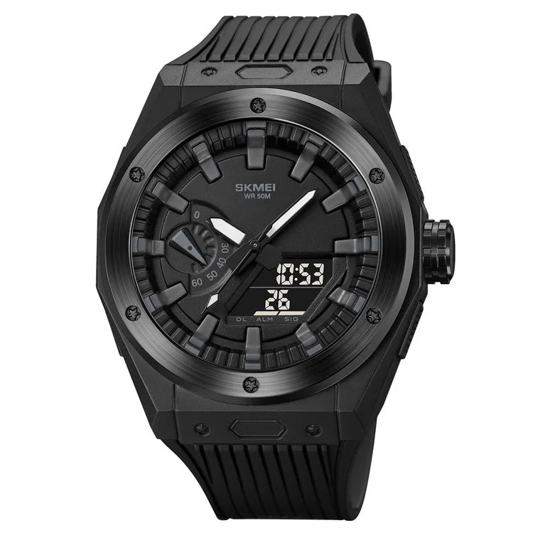SKMEI 2103 Dual-Display Electronic Watch Outdoor Multi-Function Watch with PU Strap