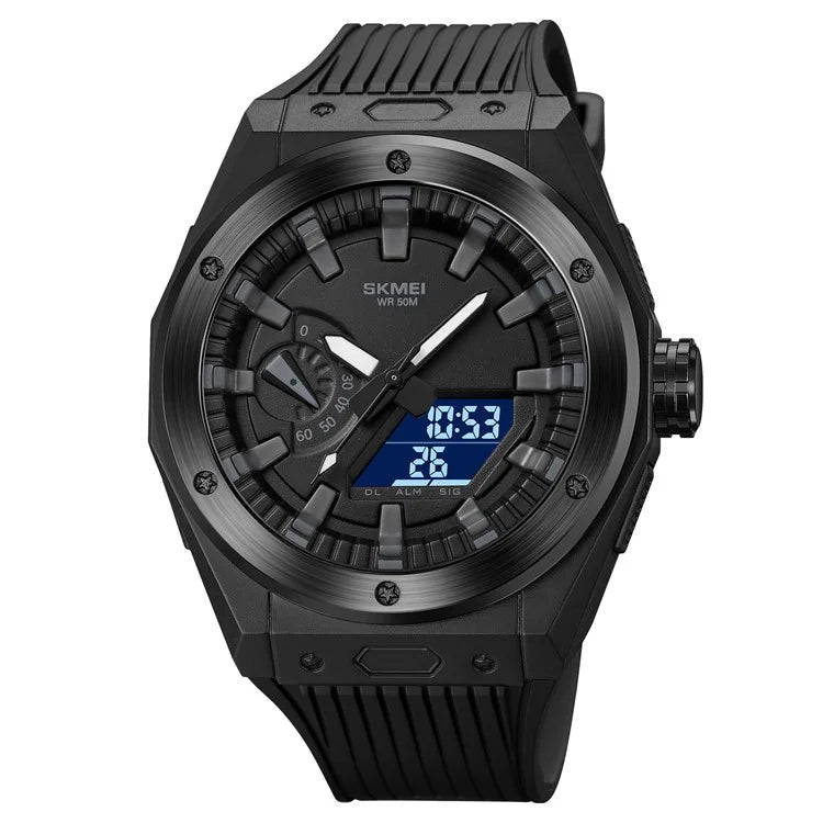 SKMEI 2103 Dual-Display Electronic Watch Outdoor Multi-Function Watch with PU Strap