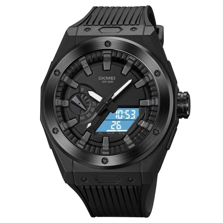 SKMEI 2103 Dual-Display Electronic Watch Outdoor Multi-Function Watch with PU Strap