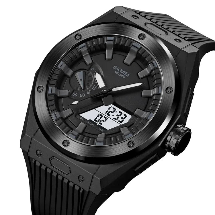 SKMEI 2103 Dual-Display Electronic Watch Outdoor Multi-Function Watch with PU Strap