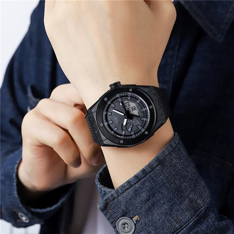 SKMEI 2103 Dual-Display Electronic Watch Outdoor Multi-Function Watch with PU Strap