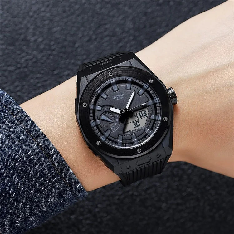 SKMEI 2103 Dual-Display Electronic Watch Outdoor Multi-Function Watch with PU Strap