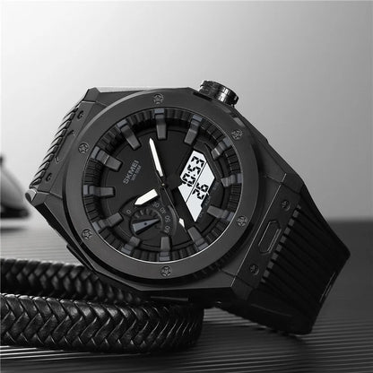 SKMEI 2103 Dual-Display Electronic Watch Outdoor Multi-Function Watch with PU Strap