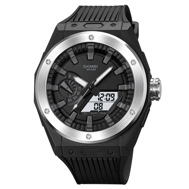 SKMEI 2103 Dual-Display Electronic Watch Outdoor Multi-Function Watch with PU Strap