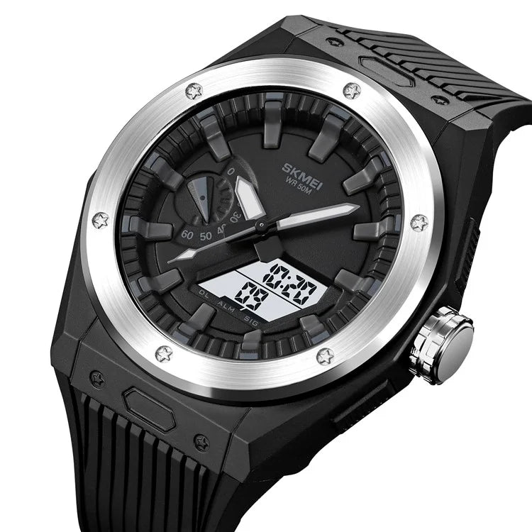 SKMEI 2103 Dual-Display Electronic Watch Outdoor Multi-Function Watch with PU Strap
