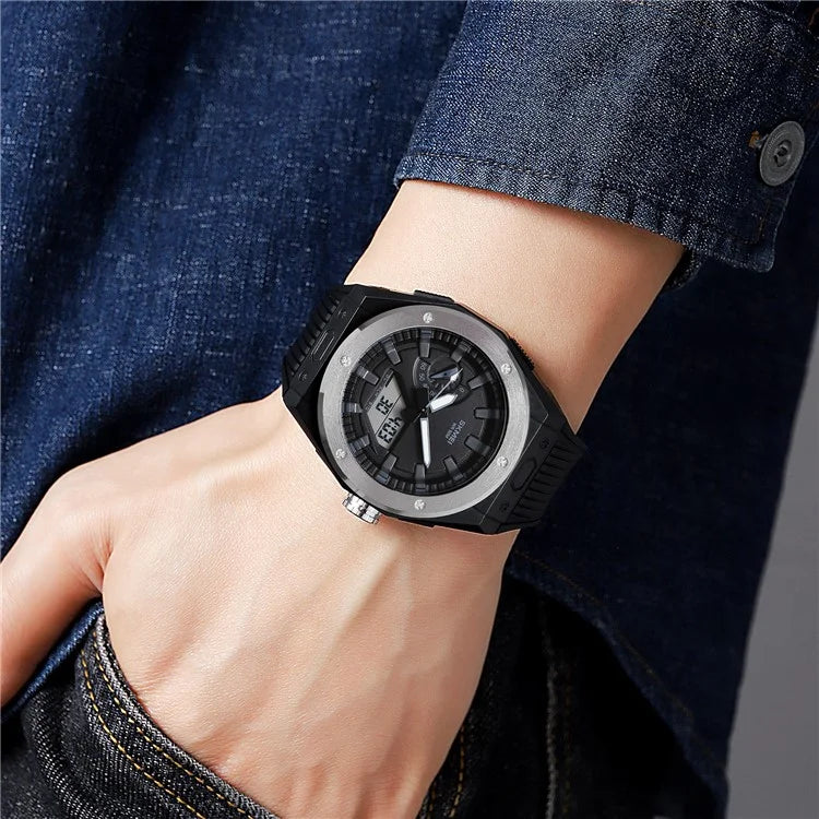 SKMEI 2103 Dual-Display Electronic Watch Outdoor Multi-Function Watch with PU Strap