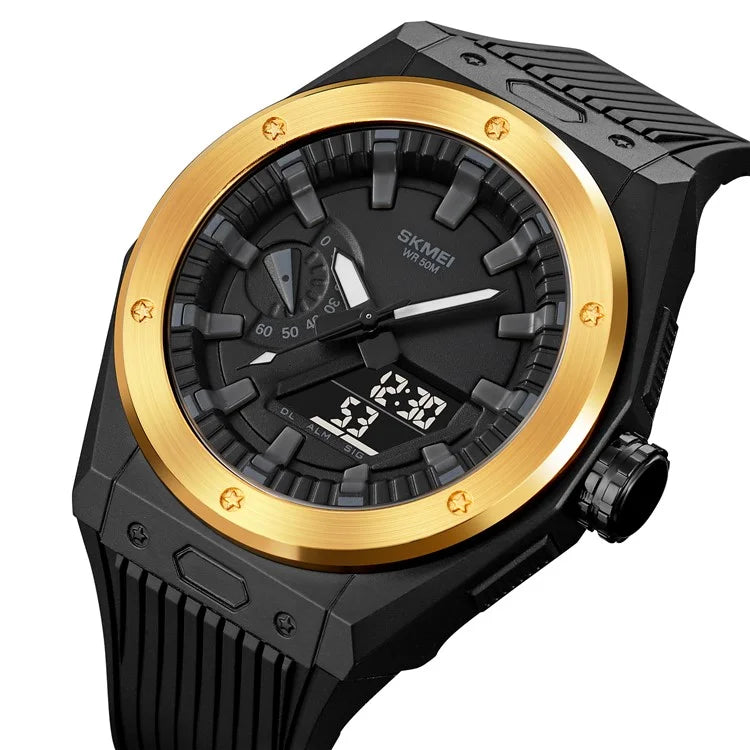 SKMEI 2103 Dual-Display Electronic Watch Outdoor Multi-Function Watch with PU Strap