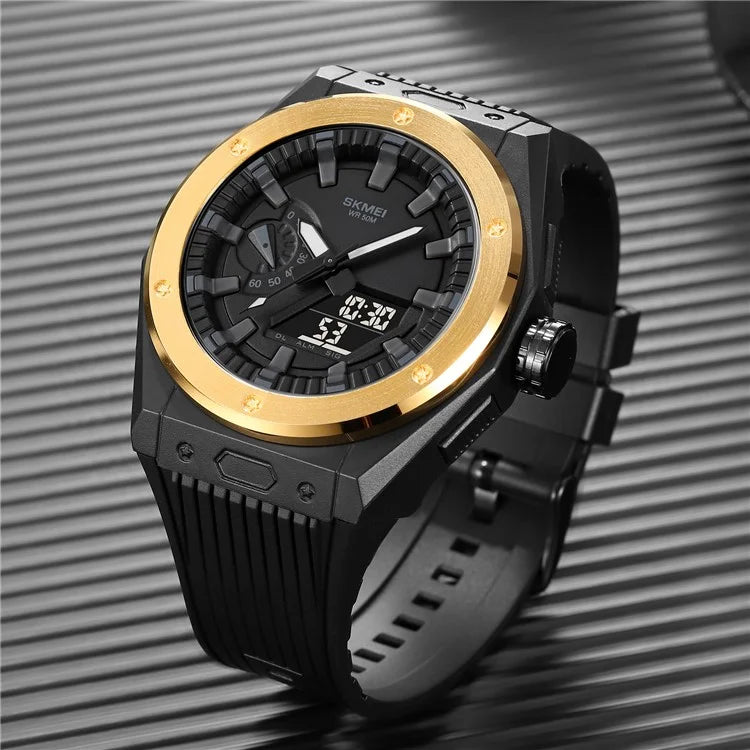 SKMEI 2103 Dual-Display Electronic Watch Outdoor Multi-Function Watch with PU Strap