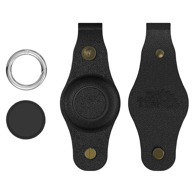 For Apple AirTag Silicone Case Bluetooth Tracker Cover Litchi Texture Waterproof Key Container with Buckle