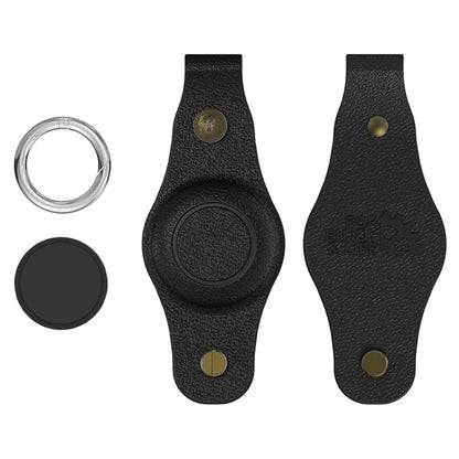 For Apple AirTag Silicone Case Bluetooth Tracker Cover Litchi Texture Waterproof Key Container with Buckle