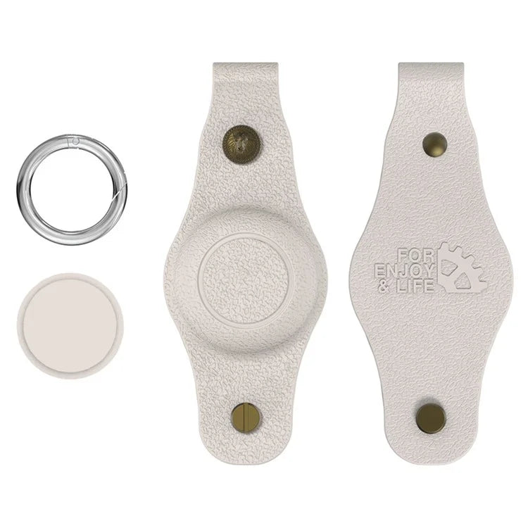 For Apple AirTag Silicone Case Bluetooth Tracker Cover Litchi Texture Waterproof Key Container with Buckle