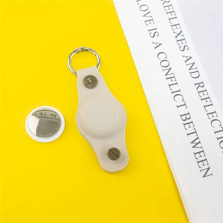 For Apple AirTag Silicone Case Bluetooth Tracker Cover Litchi Texture Waterproof Key Container with Buckle