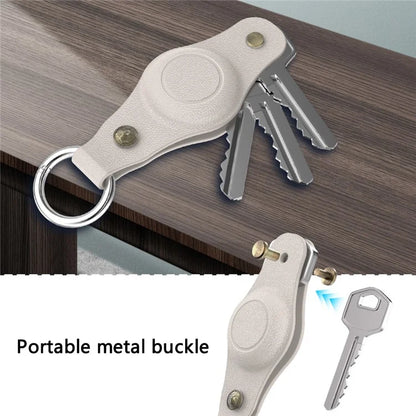 For Apple AirTag Silicone Case Bluetooth Tracker Cover Litchi Texture Waterproof Key Container with Buckle