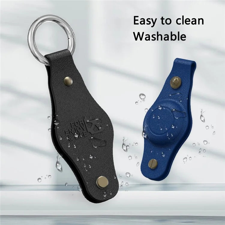 For Apple AirTag Silicone Case Bluetooth Tracker Cover Litchi Texture Waterproof Key Container with Buckle