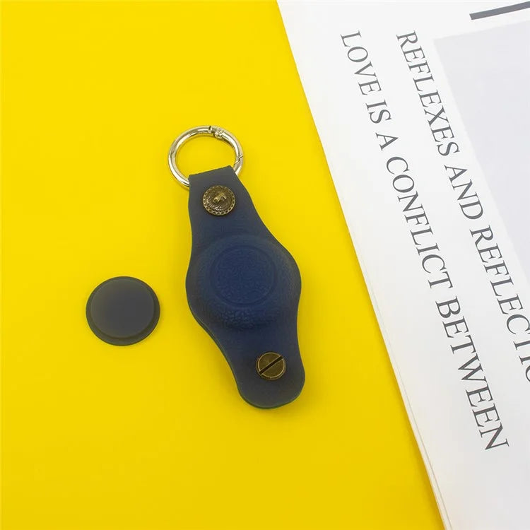 For Apple AirTag Silicone Case Bluetooth Tracker Cover Litchi Texture Waterproof Key Container with Buckle