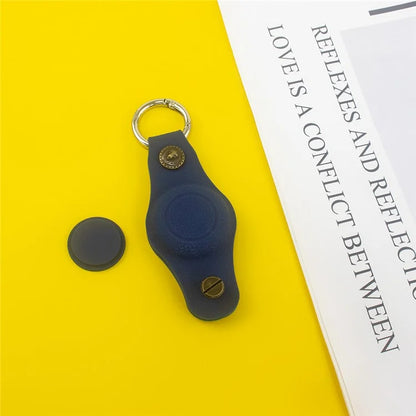 For Apple AirTag Silicone Case Bluetooth Tracker Cover Litchi Texture Waterproof Key Container with Buckle