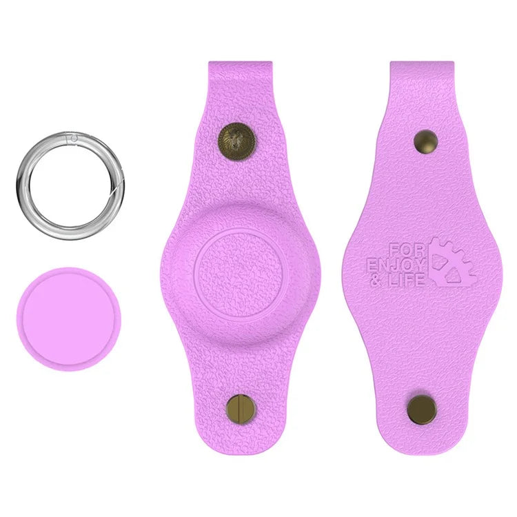 For Apple AirTag Silicone Case Bluetooth Tracker Cover Litchi Texture Waterproof Key Container with Buckle