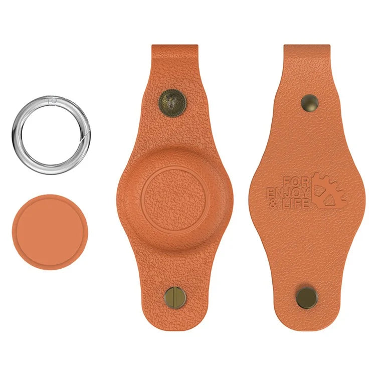 For Apple AirTag Silicone Case Bluetooth Tracker Cover Litchi Texture Waterproof Key Container with Buckle