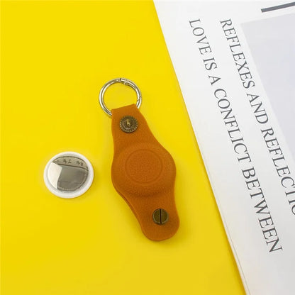 For Apple AirTag Silicone Case Bluetooth Tracker Cover Litchi Texture Waterproof Key Container with Buckle